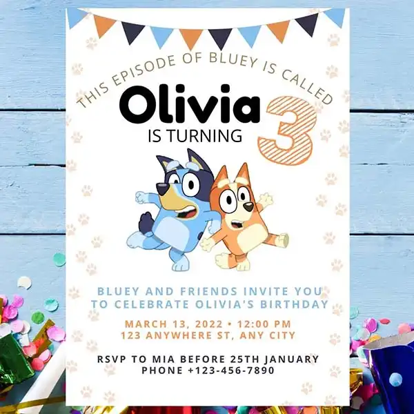 Bluey Birthday Party Invitation, Printable & Editable