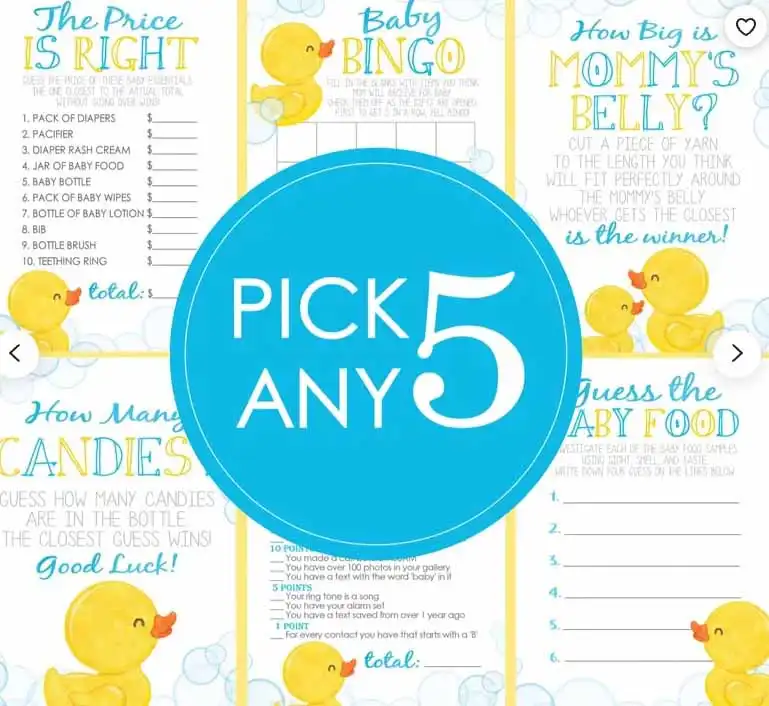 Rubber Duck Baby Shower Games Printables