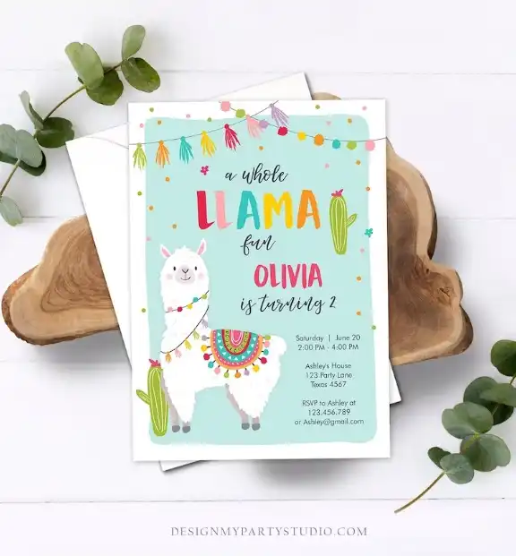 Editable Llama Fun Birthday Invitation