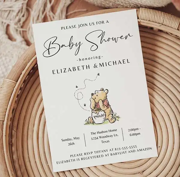 Winnie the Pooh Baby Shower Personalized Invitations