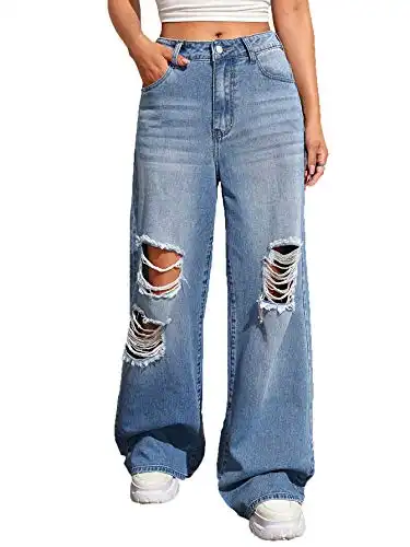 Women's Ripped Baggy Jeans