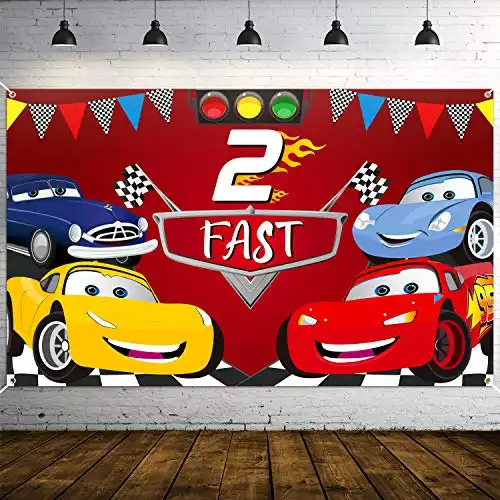 Race Car 2nd Birthday Party Backdrop