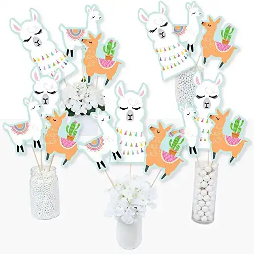 Llama Fiesta Birthday Party Centerpiece Sticks