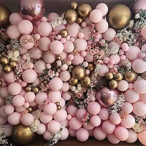 Metallic Pink Balloons and Gold Balloons