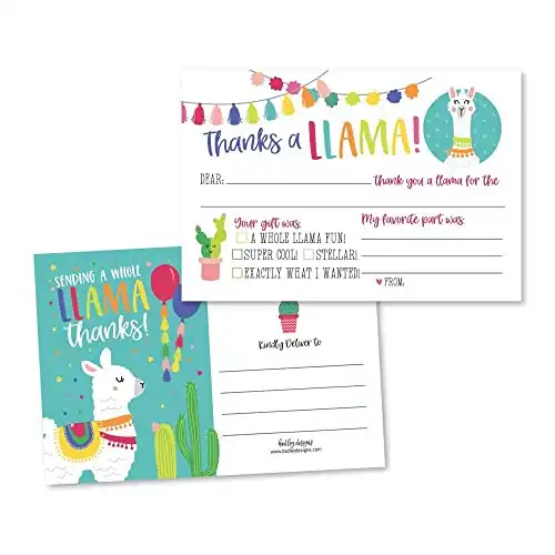 Llama Birthday Party Fill-in Thank You Cards
