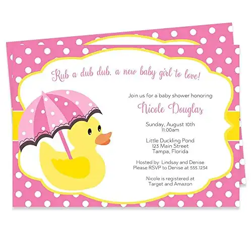Rubber Duck Personalized Invitation for Girl