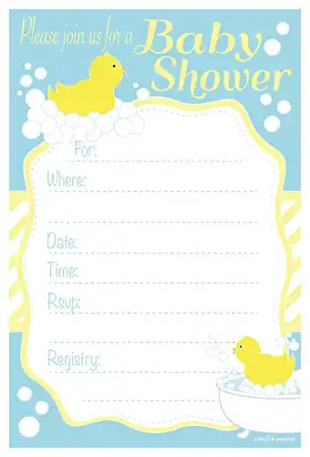 Rubber Duck Baby Shower Invitations - Fill In Style