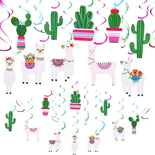 Llama Cactus Hanging Swirl Decorations