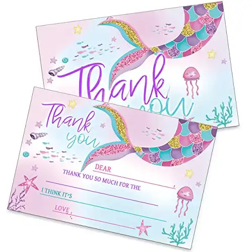 Mermaid Birthday Fill-in Thank You Cards