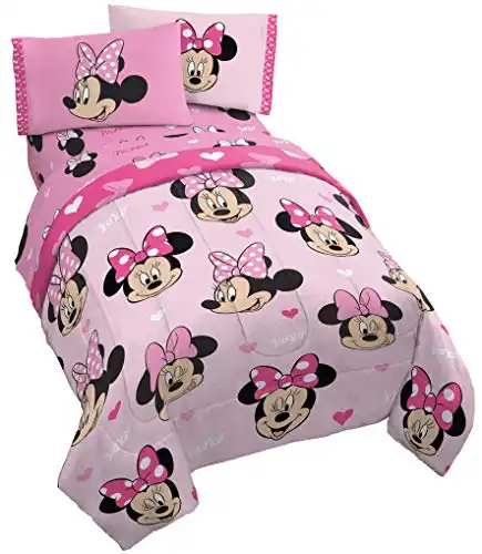 Jay Franco Disney Minnie Mouse Hearts N Love 4 Piece Twin Bed Set