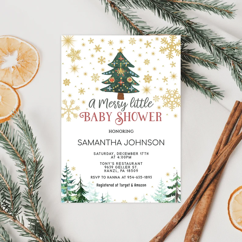 Merry Little Baby Shower Invitation - Etsy