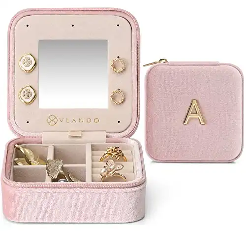 Velvet Travel Jewelry Box ( Pink)