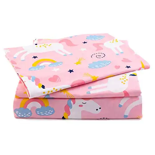 Twin Size Bed Sheets Pink Unicorn Theme