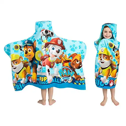Kids Bath and Beach Hooded Towel Wrap, 24" x 50", Paw Patrol Blue