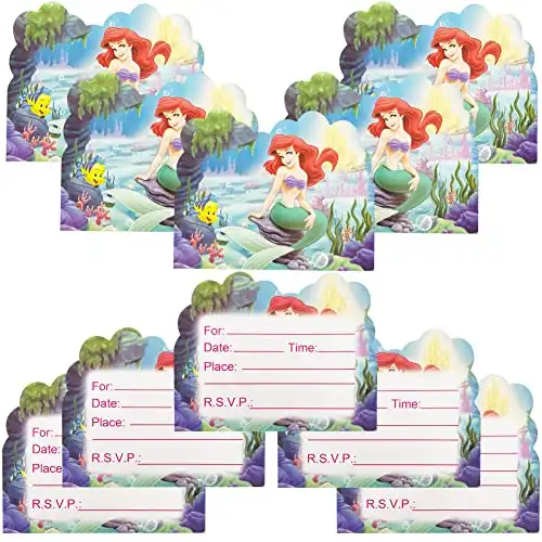 Little Mermaid Birthday Invitation Cards (30 Pcs)