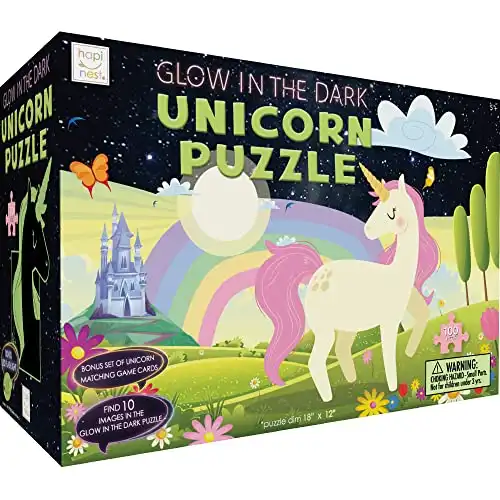 100 Piece Glow-in-The-Dark Unicorn Jigsaw Puzzle