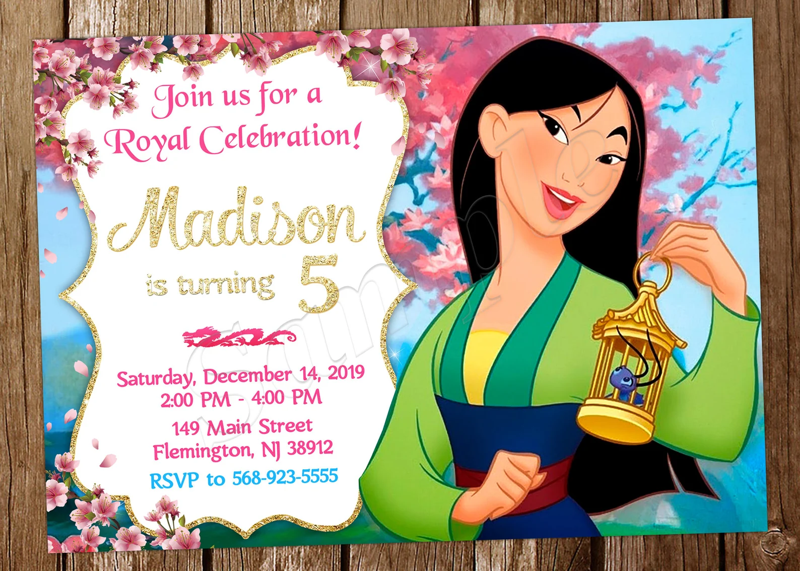 Mulan Birthday Party Invitation